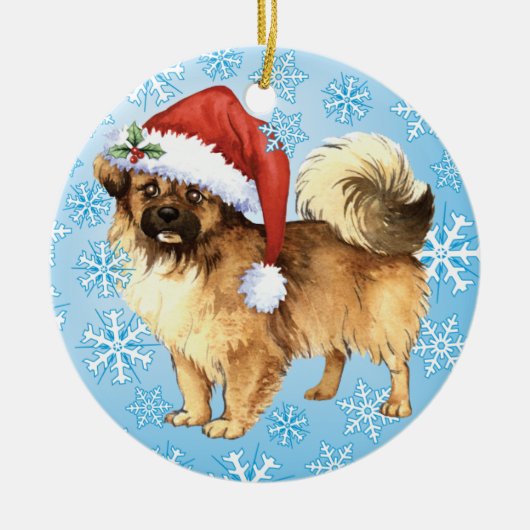 Glücklicher Howlidays TibetanerSpaniel Keramikornament (Vorne)