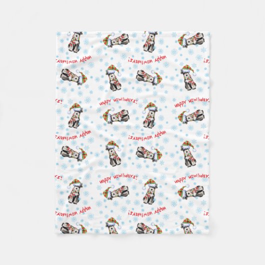 Glücklicher Howlidays Zwergschnauzer Fleecedecke (Vorderseite)