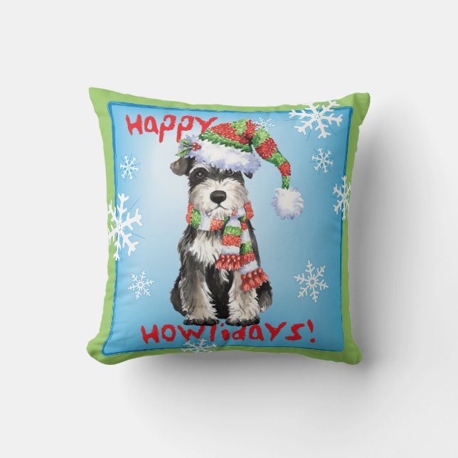 Glücklicher Howlidays Zwergschnauzer Kissen (Vorderseite)