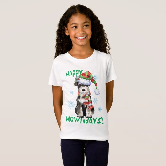 Glücklicher Howlidays Zwergschnauzer T-Shirt (Vorne ganz)