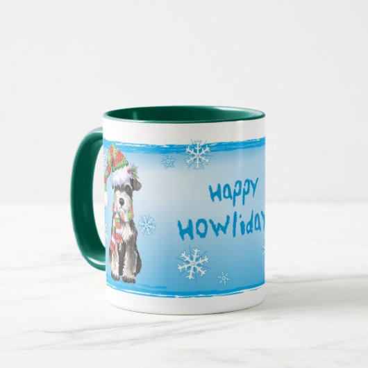 Glücklicher Howlidays Zwergschnauzer Tasse (Vorderseite Links)