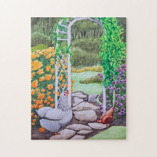 Glücklicher Hühnergarten  Puzzle (Vertikal)