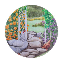 Glücklicher Hühnergarten  Schneidebrett