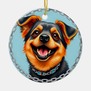 Glücklicher Hund Bunte Digitale Illustration Keramik Ornament