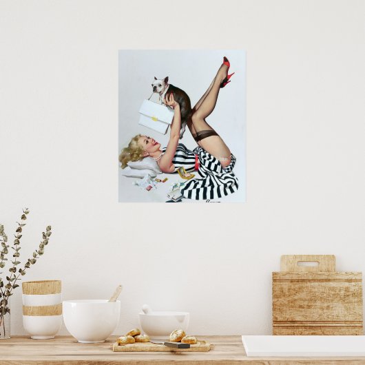 Glücklicher Hund Button hoch Poster (Küche)