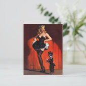 Glücklicher Hund Button hoch Postkarte (Stehend Vorderseite)