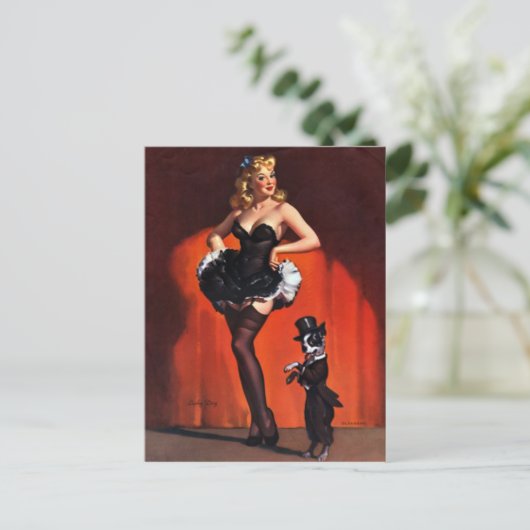 Glücklicher Hund Button hoch Postkarte (Stehend Vorderseite)