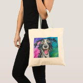 Glücklicher Hund Canvas-Tasche Tragetasche (Vorderseite (Produkt))