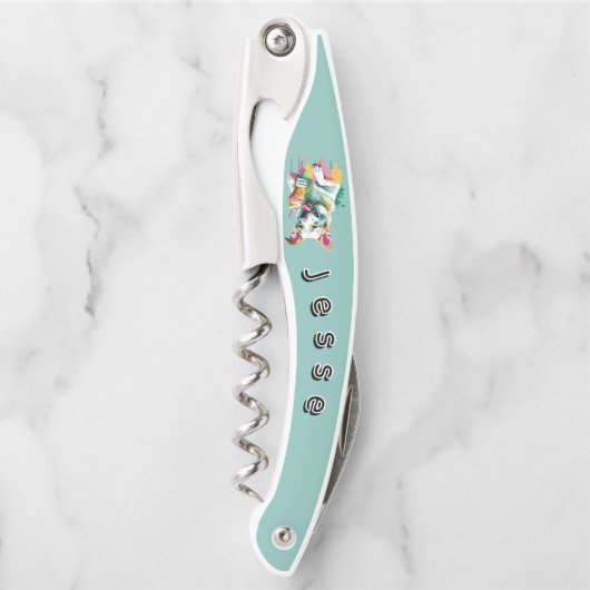 Glücklicher Hund, der ein Eis isst Kellnermesser (Vorderseite)