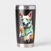 Glücklicher Hund, der ein Eis isst Thermobecher (Vorderseite)