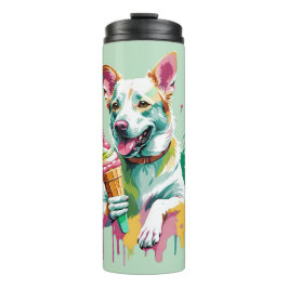 Glücklicher Hund, der ein Eis isst Thermosbecher