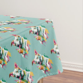 Glücklicher Hund, der ein Eis isst Tischdecke