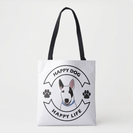 Glücklicher Hund, glückliches Leben Tasche (Vorderseite)