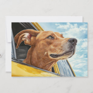 Glücklicher Hund im gelben Auto Kunstprint Karte