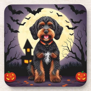 Glücklicher Hund im Halloween-Stil Getränkeuntersetzer