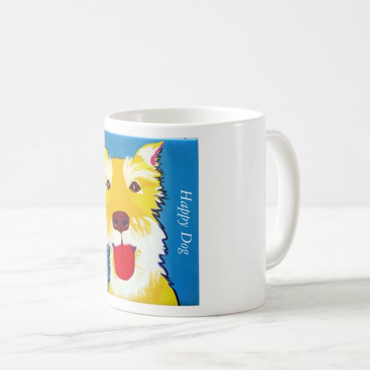 Glücklicher Hund Kaffeetasse (VorderseiteRechts)