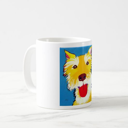 Glücklicher Hund Kaffeetasse (Vorderseite Links)