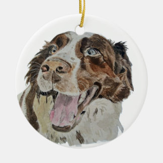 Glücklicher Hund Keramik Ornament