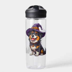 Glücklicher Hund mit einem Hexenhut Trinkflasche