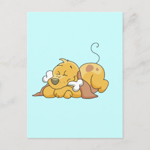 Glücklicher Hund mit Knochen-T-Shirts und Postkarte