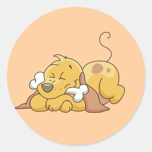 Glücklicher Hund mit Knochen-T-Shirts und Runder Aufkleber (Vorderseite)