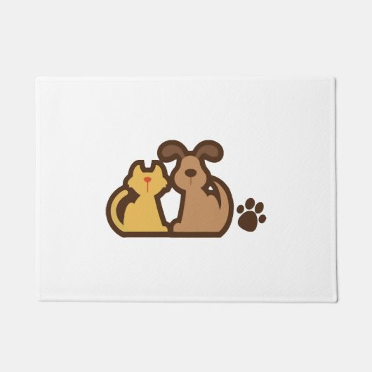 Glücklicher Hund und Katze Fußmatte (Vorderseite)