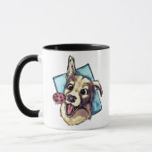 Glücklicher Hund und Keks Tasse (Links)