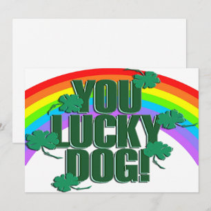 Glücklicher Hund und Regenbogen St. Patrick's Day- Feiertagskarte