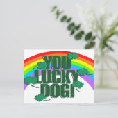 Glücklicher Hund und Regenbogen St. Patrick's Day Postkarte (Stehend Vorderseite)
