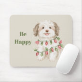 Glücklicher Hund Weihnachtslichter Mousepad (Mit Mouse)