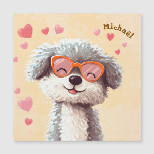 Glücklicher Hund zum Valentinstag Herz Kinder Schu Magnetkarte