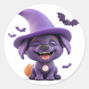 Glücklicher Hundehexenhut Halloween Hund Süßer Sti Runder Aufkleber