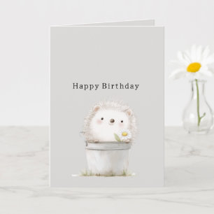Glücklicher Igel in Eimer Gänseblümchen Geburtstag Karte
