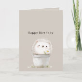 Glücklicher Igel in Eimer Gänseblümchen Geburtstag Karte (Vorderseite)