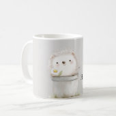 Glücklicher Igel in Eimer mit Gänseblümchen Kaffeetasse (Vorderseite Links)