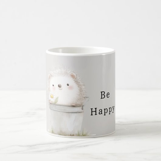 Glücklicher Igel in Eimer mit Gänseblümchen Kaffeetasse (Mittel)