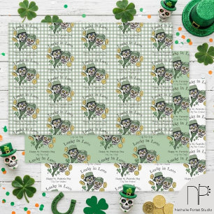 Glücklicher in Liebe Irischer Totenkopf Geschenkpapier Set