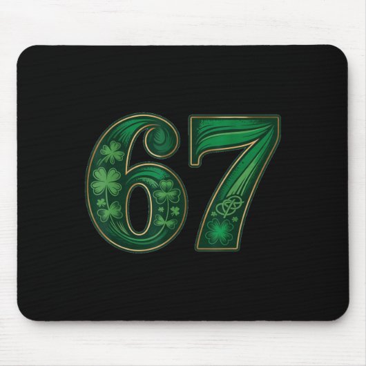Glücklicher irischer lustiger 67 sechs sieben Meme Mousepad (Vorne)