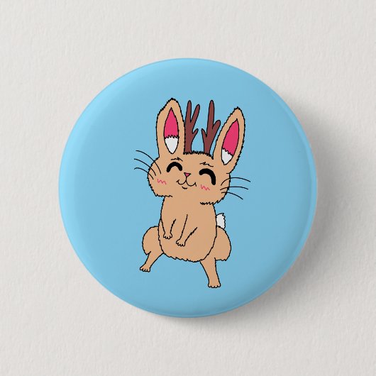 Glücklicher Jackalope Button (Vorderseite)