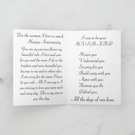 Glücklicher Jahrestag für sie Karte (Innenseite)