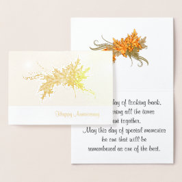 Glücklicher Jahrestag mit Herbstschwung Folienkarte