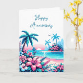 glücklicher Jahrestag | Pixel Art Ocean Karte (Gelbe Blume)