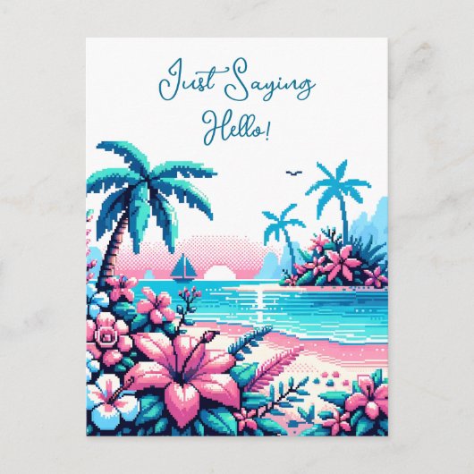 glücklicher Jahrestag | Pixel Art Ocean Postkarte (Vorderseite)