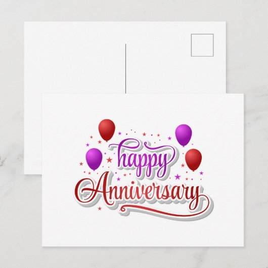 glücklicher Jahrestag Postkarte (Vorne/Hinten)