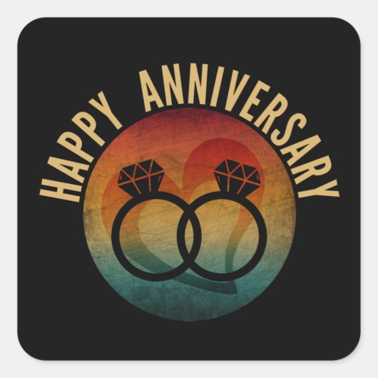 glücklicher Jahrestag Quadratischer Aufkleber (Vorderseite)