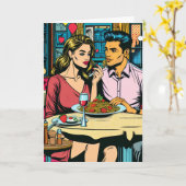 glücklicher Jahrestag | Spaghettis Abendessen Karte (Gelbe Blume)