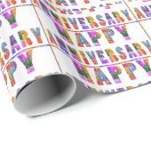 GLÜCKLICHER JAHRESTAG: TEXT Grafik Geschenkpapier (Rolleneckpunkt)