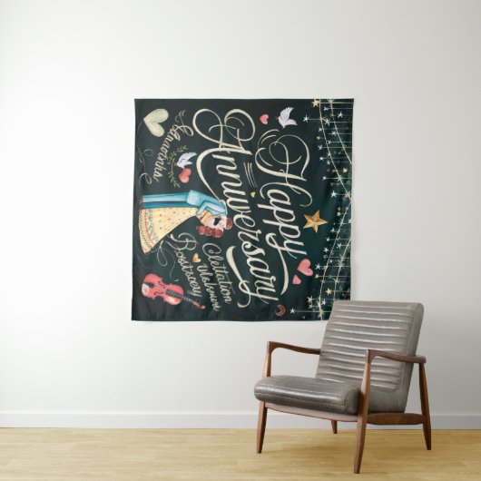 glücklicher Jahrestag Wandteppich (Beispiel (Horizontal))