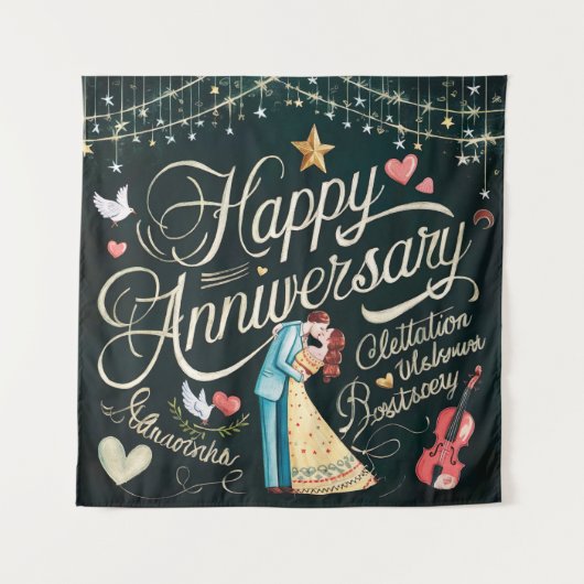 glücklicher Jahrestag Wandteppich (Vorderseite)
