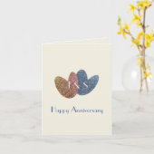 Glücklicher Jahrestags-niedliche Denim-Herzen Karte (Gelbe Blume)